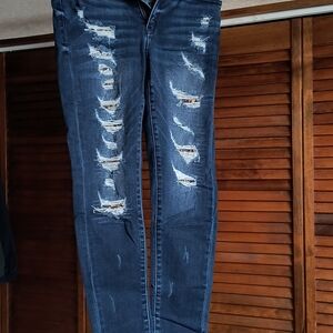 KanCan Dark Blue Distressed Skinny Jeans